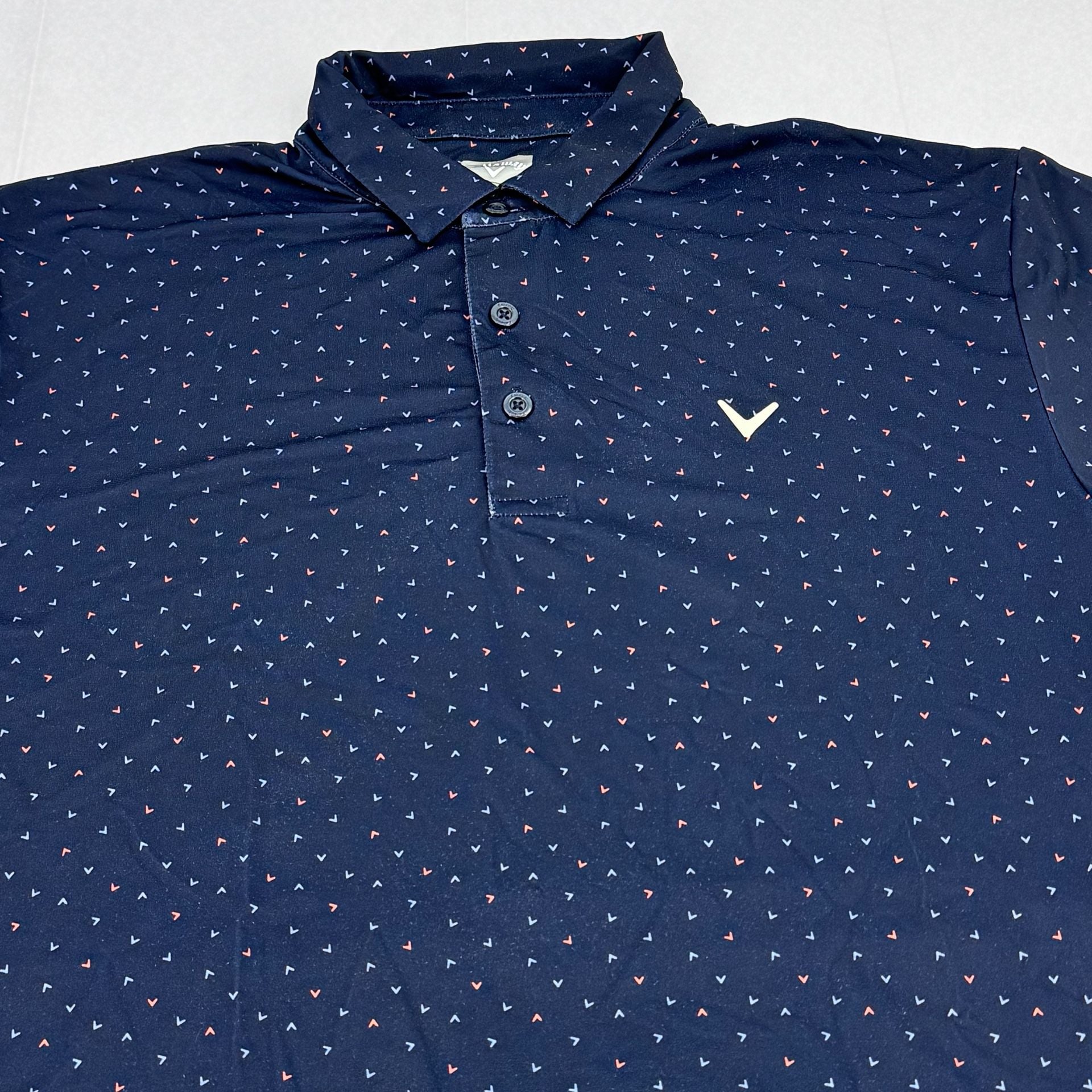 Callaway Opti-Dri Golf Polo Shirt Size M Navy Blue Chevron Print 3
