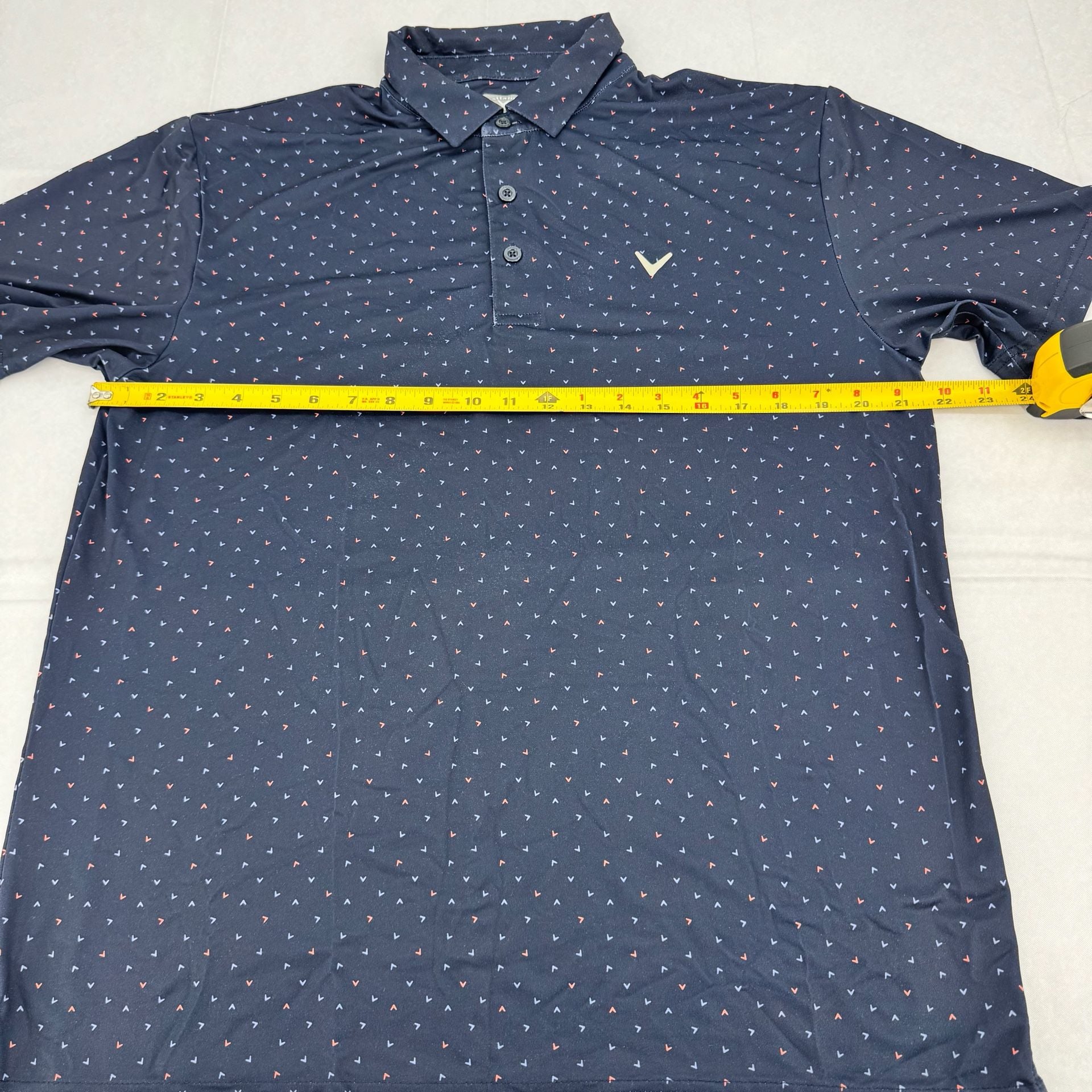 Callaway Opti-Dri Golf Polo Shirt Size M Navy Blue Chevron Print 5