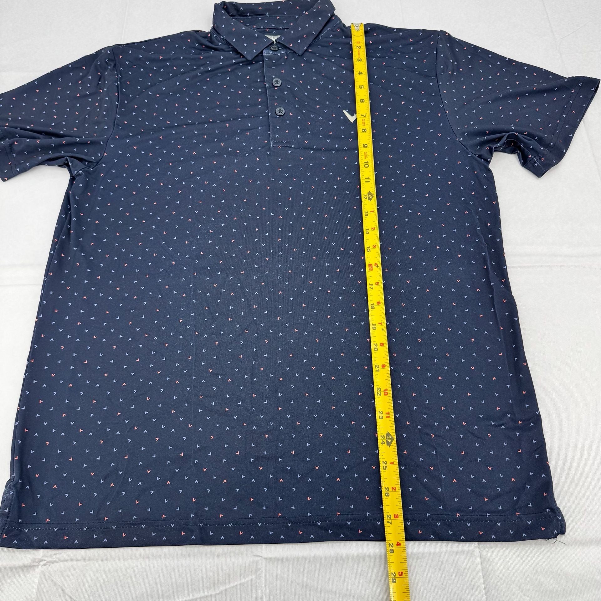 Callaway Opti-Dri Golf Polo Shirt Size M Navy Blue Chevron Print 6