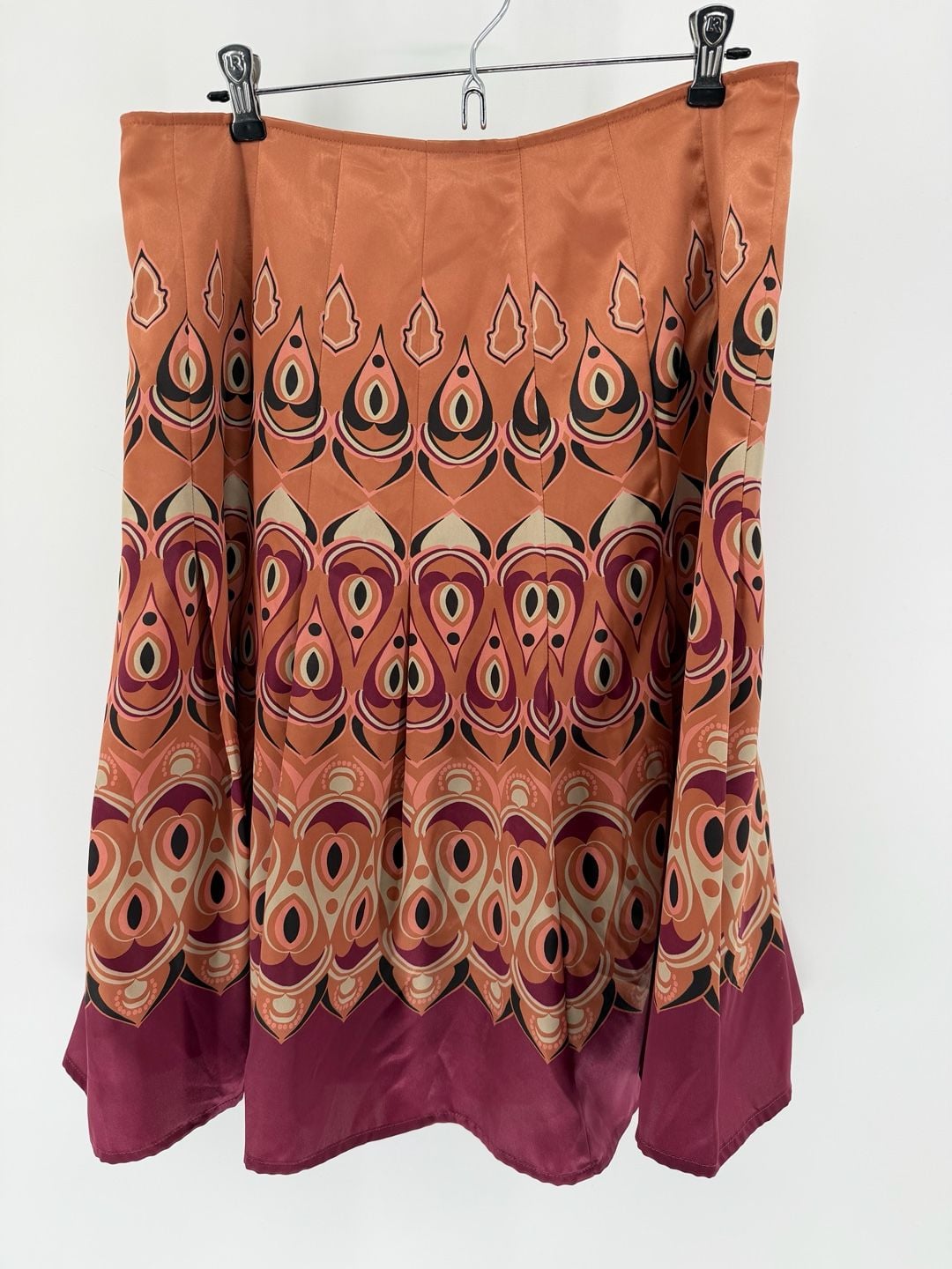 Axcess Liz Claiborne Size 10 Y2K Mod Border Print A-Line Skirt Retro 70s 2
