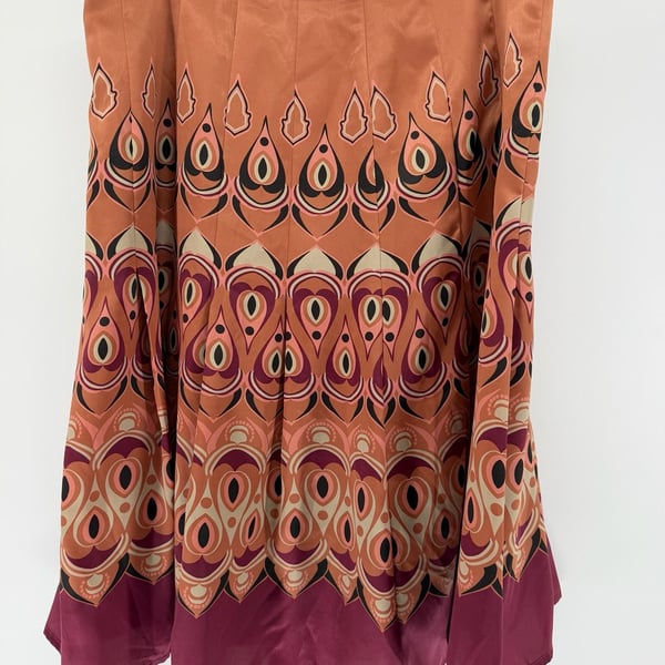 Axcess Liz Claiborne Size 10 Y2K Mod Border Print A-Line Skirt Retro 70s