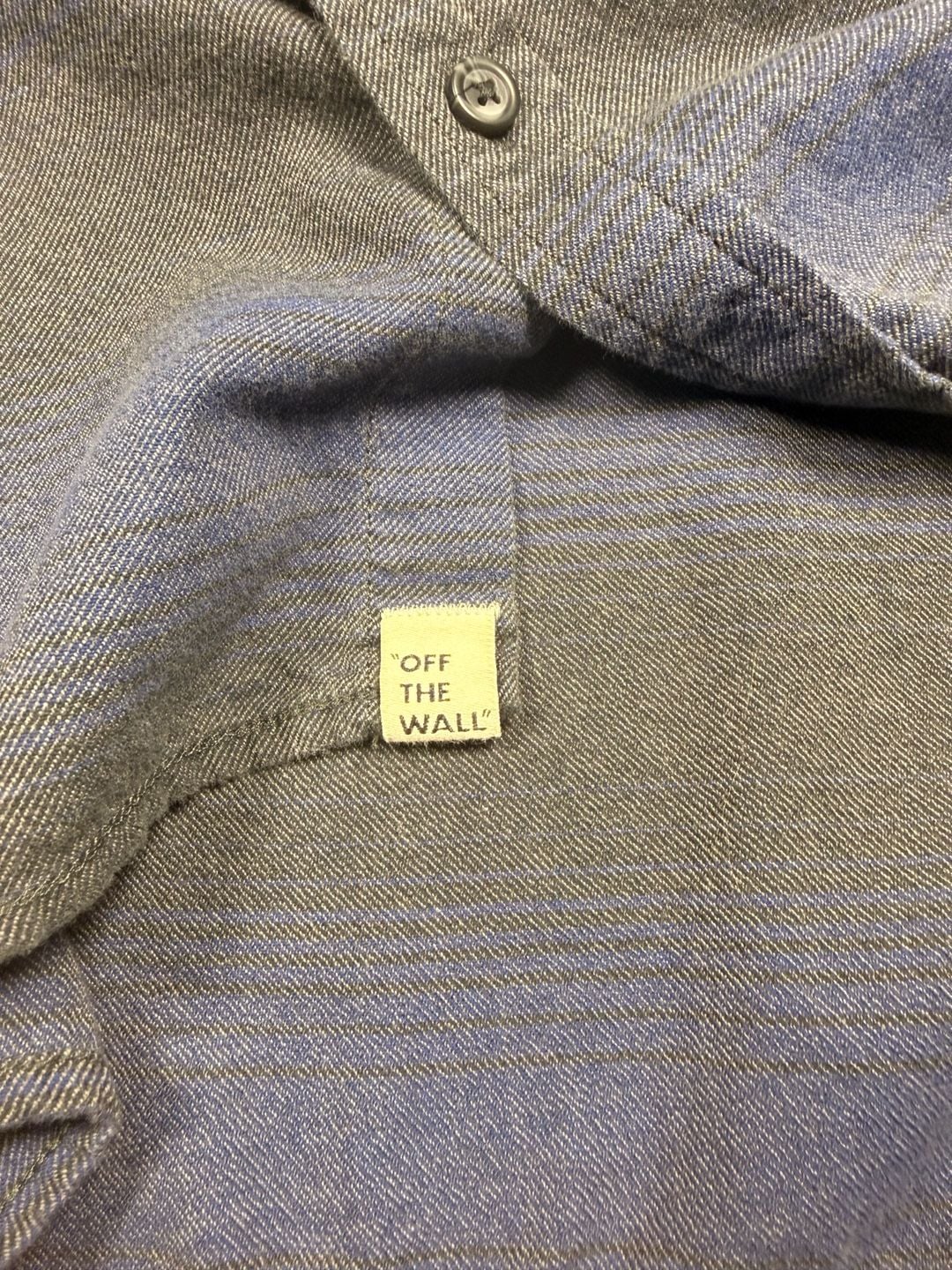 Vans Flannel Button Up Shirt Size Small Blue Gray Striped Long Sleeve 7