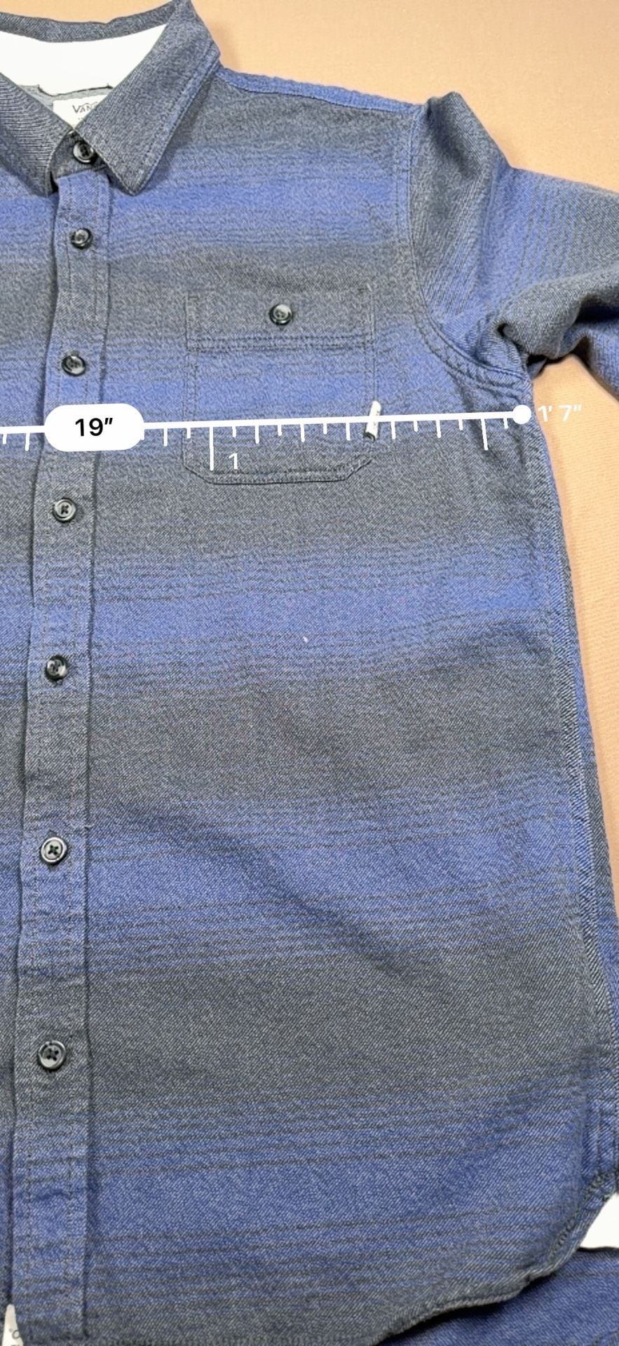 Vans Flannel Button Up Shirt Size Small Blue Gray Striped Long Sleeve 12
