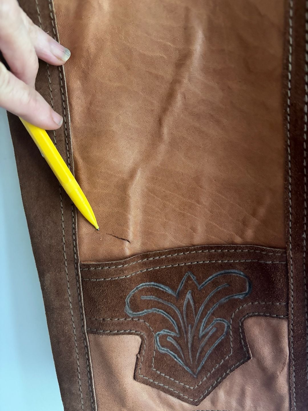 Vintage 1970s Handcrafted Western Suede Leather Horse Vest Brown Cowboy 14
