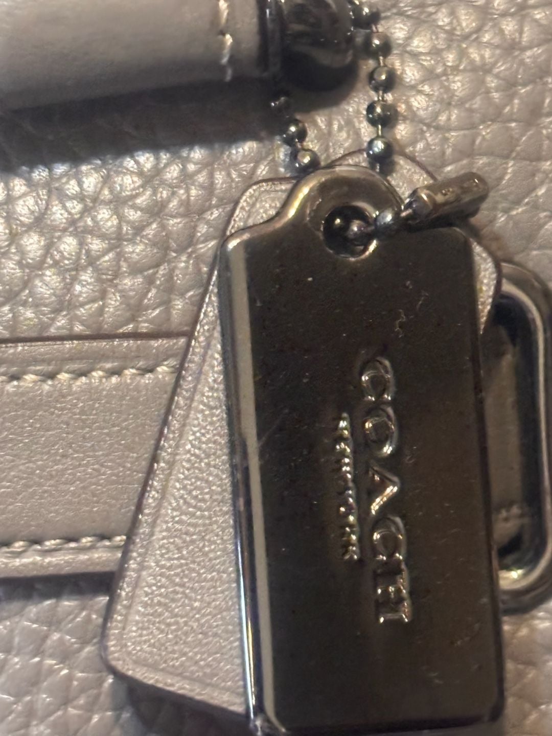 Coach Swagger 27 Pebble Leather Satchel Grey Handbag 4