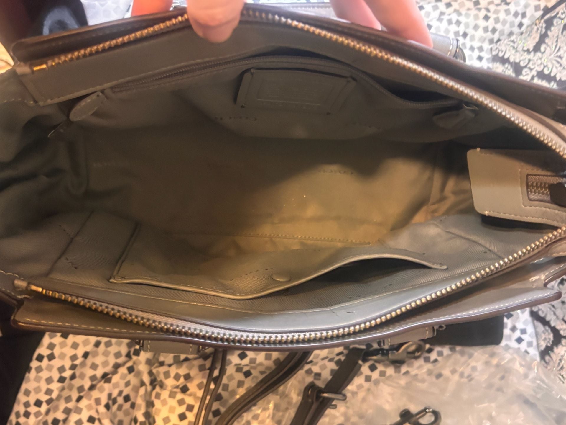 Coach Swagger 27 Pebble Leather Satchel Grey Handbag 8