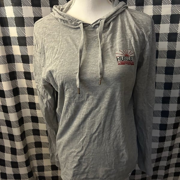 Hurley Graphic Sun Logo Lightweight Pullover Hoodie Gray