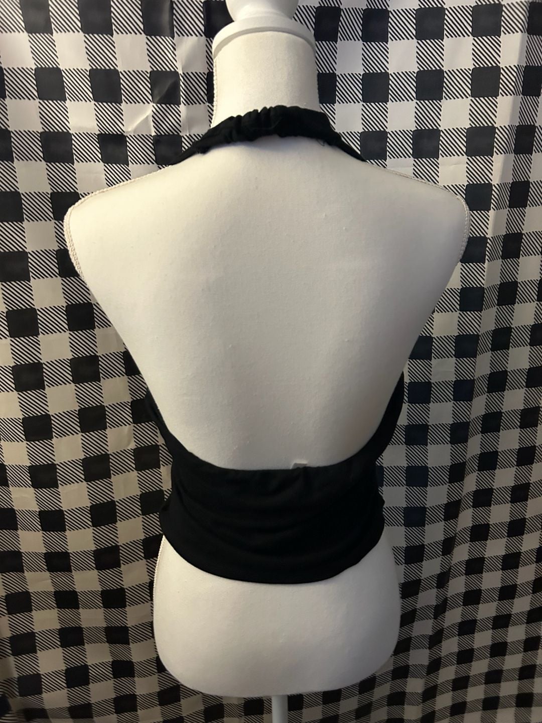 Black Halter Top With Bow Detailing 8