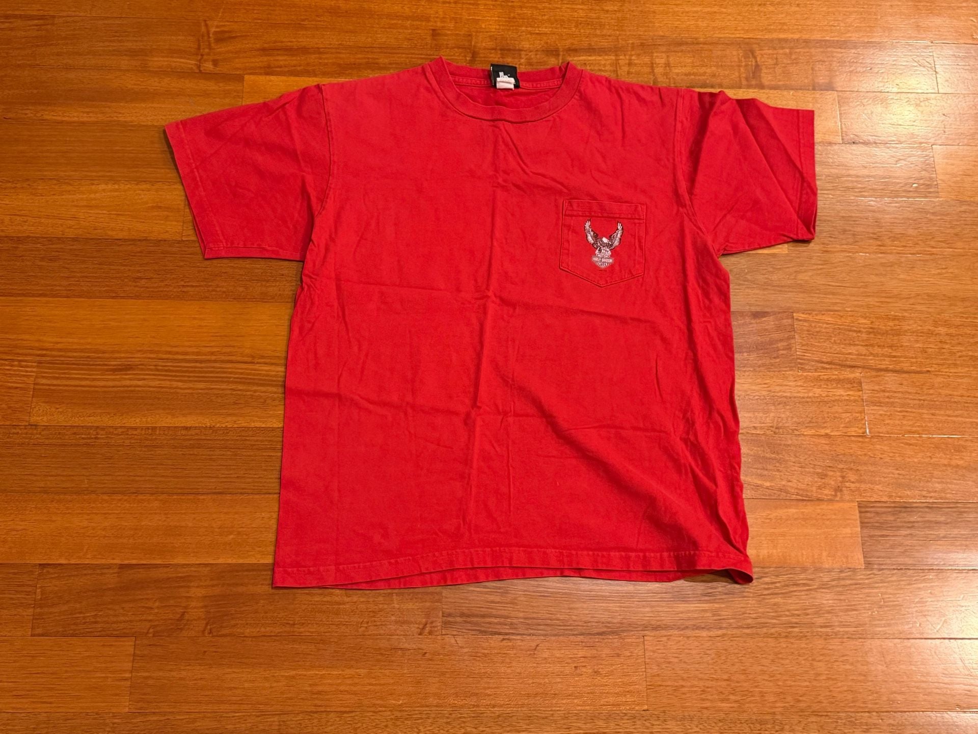 Harley-Davidson House of Harley-Davidson Anchorage Alaska Pocket T-Shirt Red 2