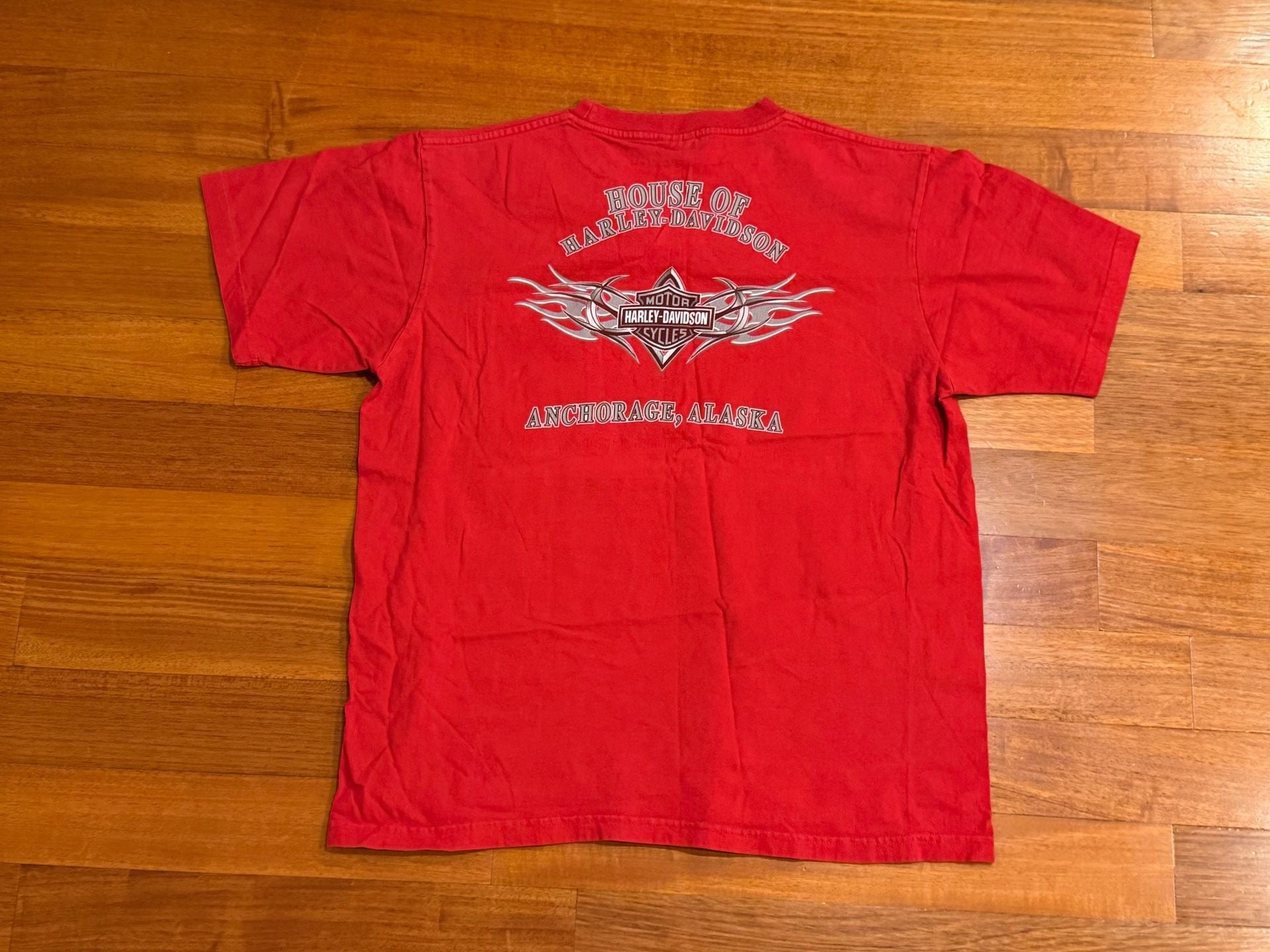 Harley-Davidson House of Harley-Davidson Anchorage Alaska Pocket T-Shirt Red 4