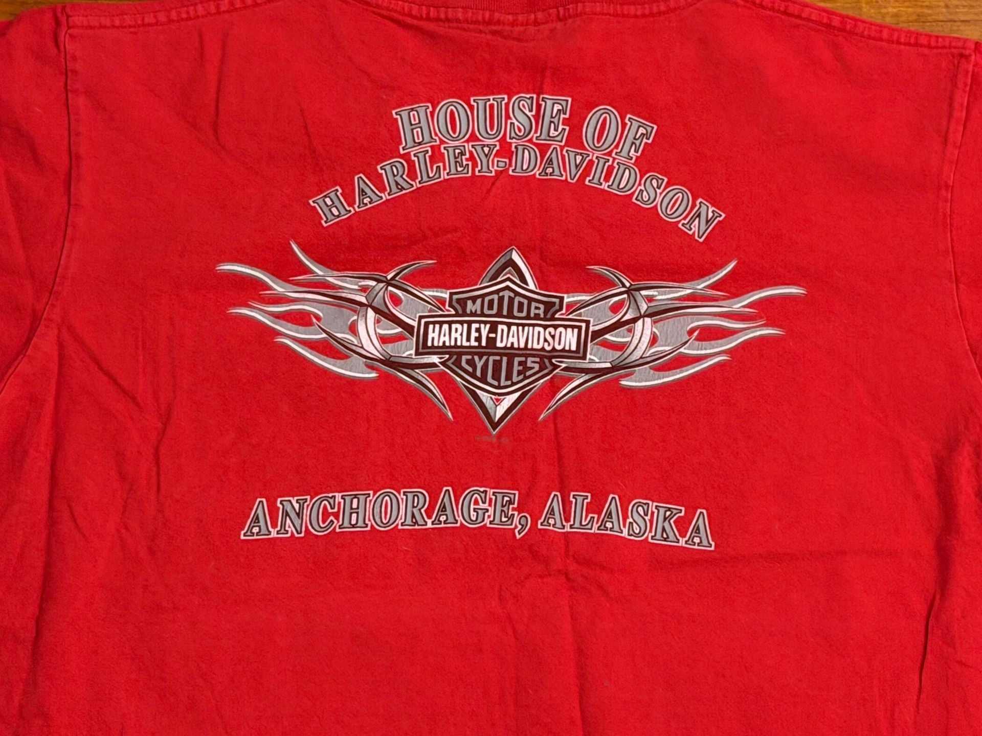 Harley-Davidson House of Harley-Davidson Anchorage Alaska Pocket T-Shirt Red 5