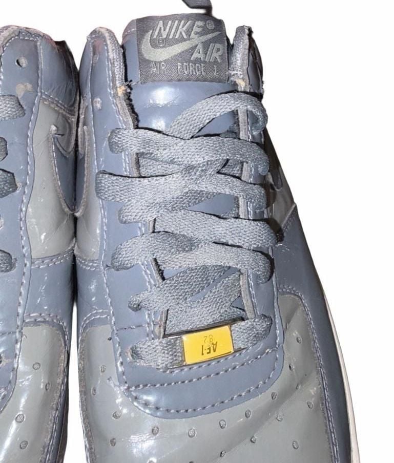 Nike Air Force 1 '07 LV8 Grey Patent Leather Sneakers 10