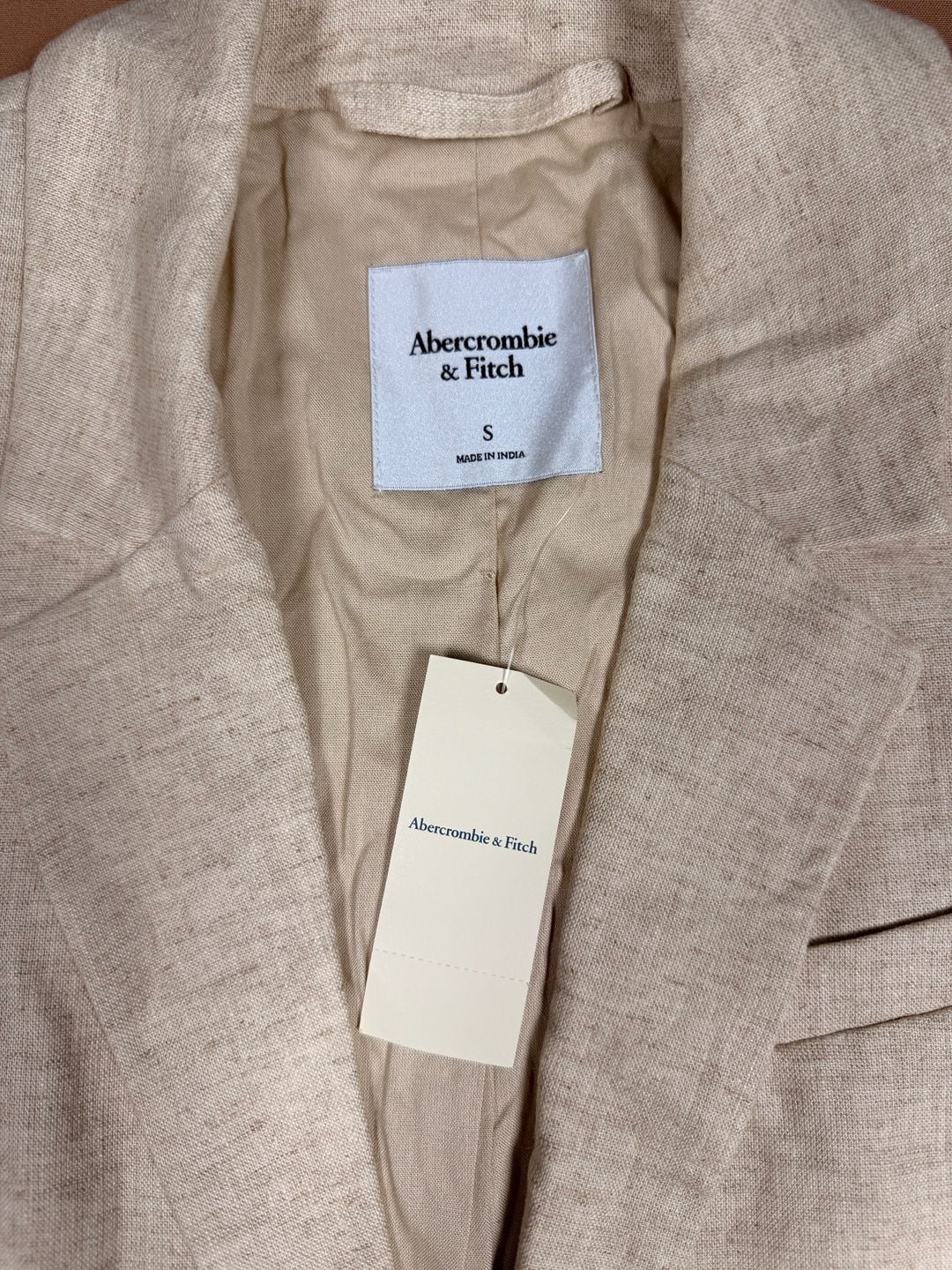 Abercrombie & Fitch Blazer Size S Beige Linen Blend Jacket 5