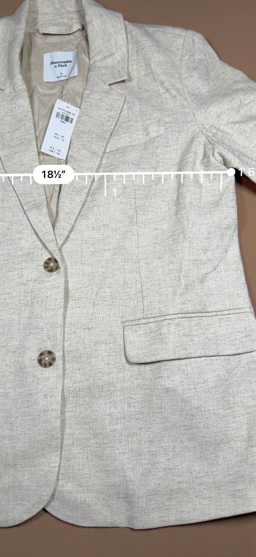 Abercrombie & Fitch Blazer Size S Beige Linen Blend Jacket 11