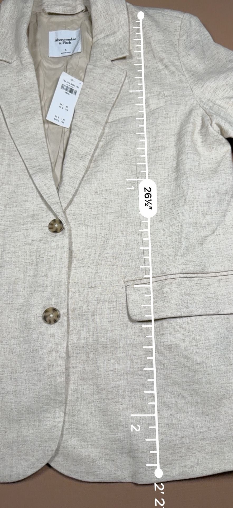 Abercrombie & Fitch Blazer Size S Beige Linen Blend Jacket 13