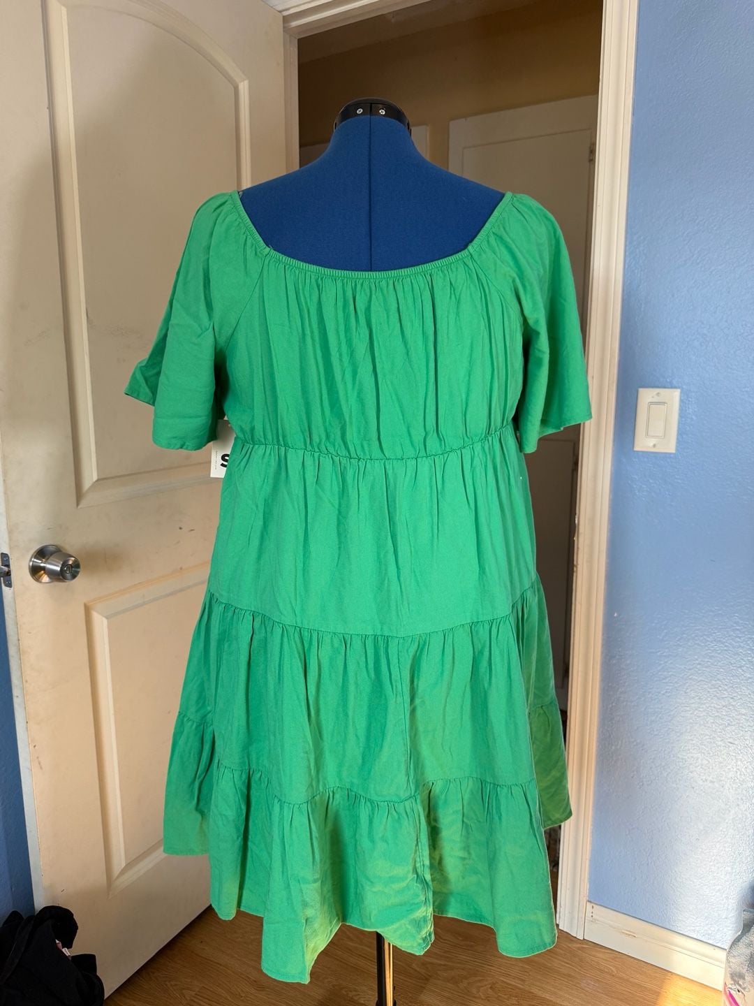 Juniors' Plus Size SO Flutter Sleeve Tiered Mini Dress in Green 5