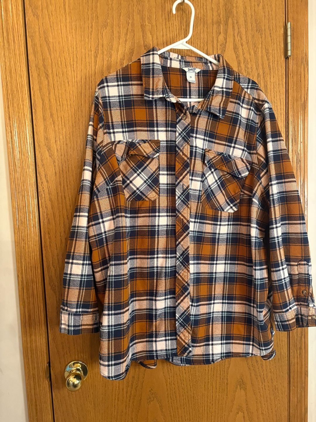 Duluth Trading Co Folklore Flannel Shirt Size 4X Brown Plaid Long Sle 2