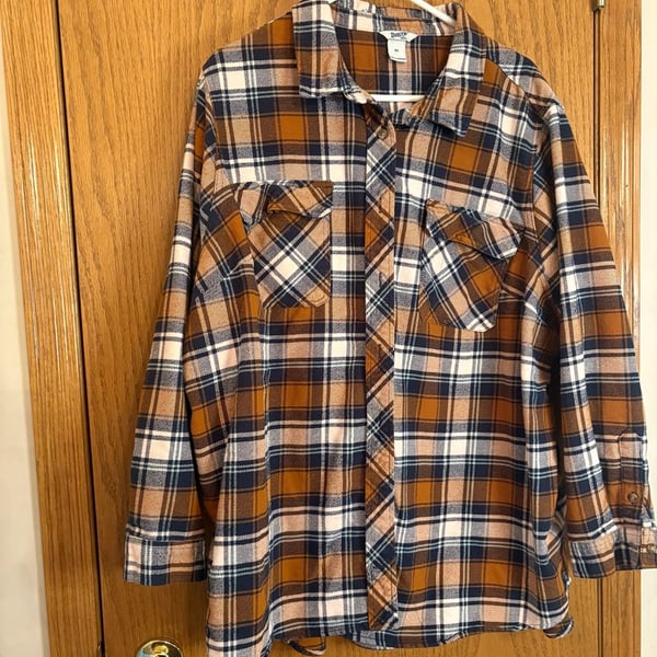 Duluth Trading Co Folklore Flannel Shirt Size 4X Brown Plaid Long Sle