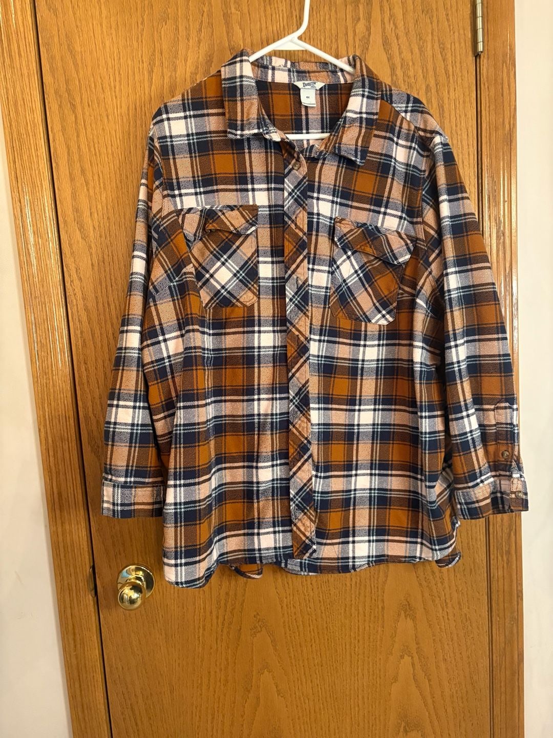 Duluth Trading Co Folklore Flannel Shirt Size 4X Brown Plaid Long Sle 3