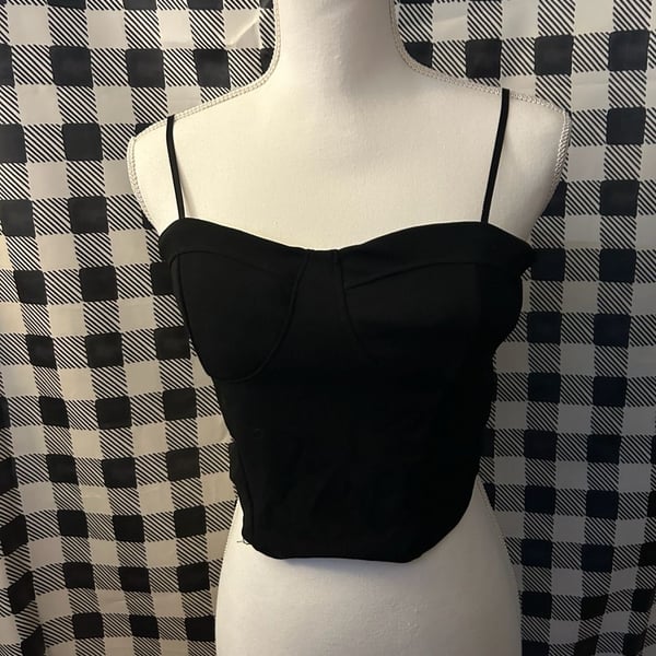 7Day Wknd Black Corset Crop Top