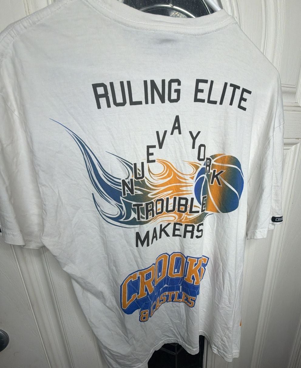 Crooks & Castles T-Shirt Size L White Basketball Graphic 6