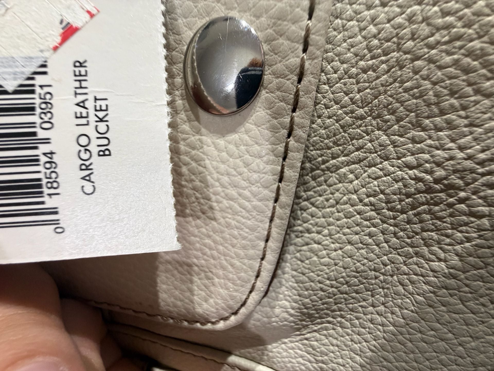 Cream Genuine Leather Cargo Bucket Shoulder Bag Multi Pocket Purse 8
