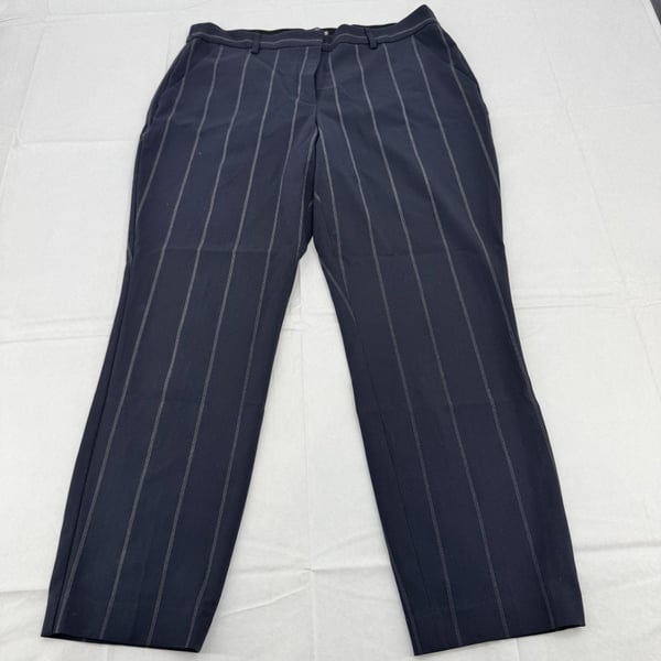Express Columnist Ankle Pants Size 14 Pinstripe Mid Rise Navy