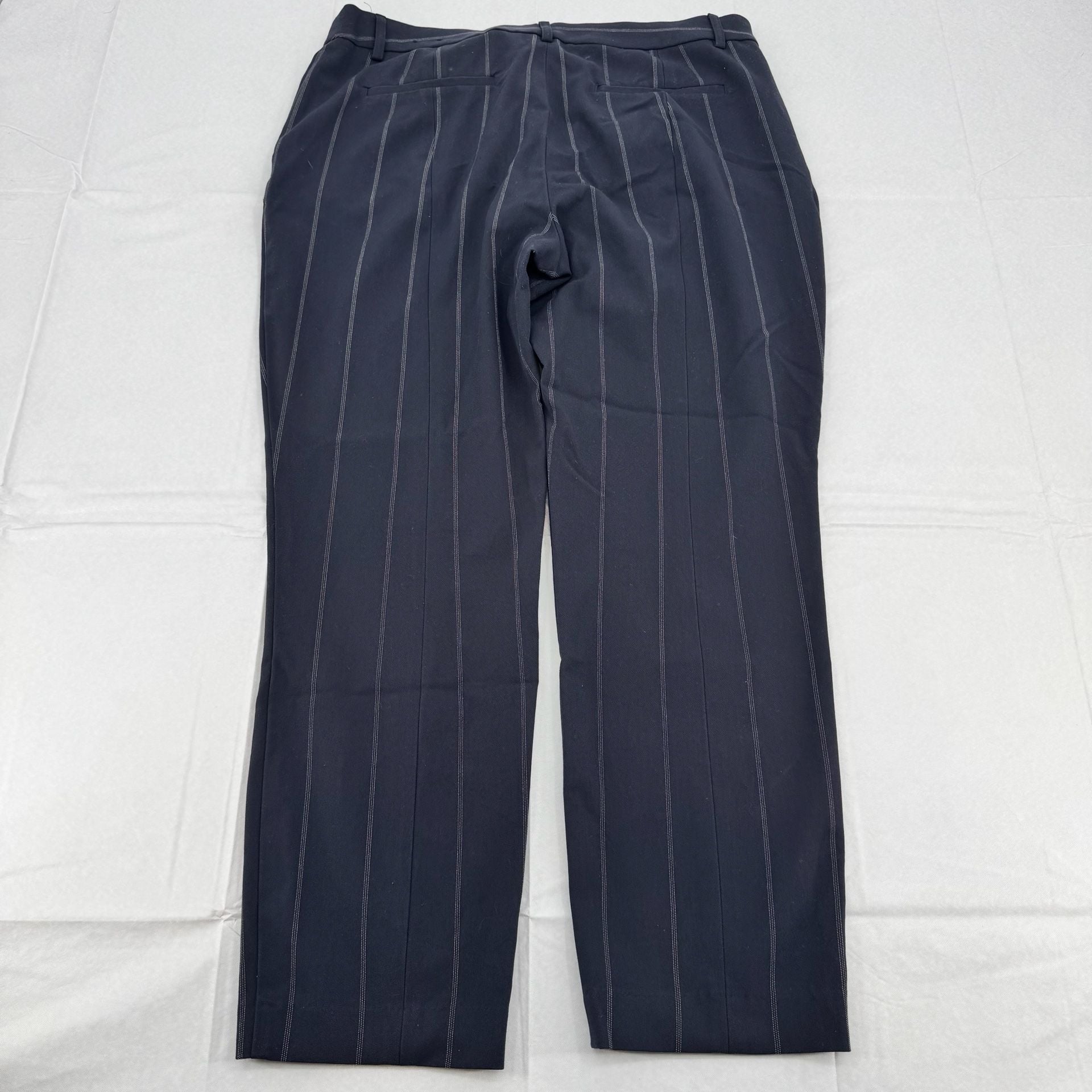 Express Columnist Ankle Pants Size 14 Pinstripe Mid Rise Navy 7