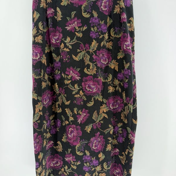 Briggs New York Vintage Floral Maxi Skirt Size 14 Whimsygoth Dark Academia
