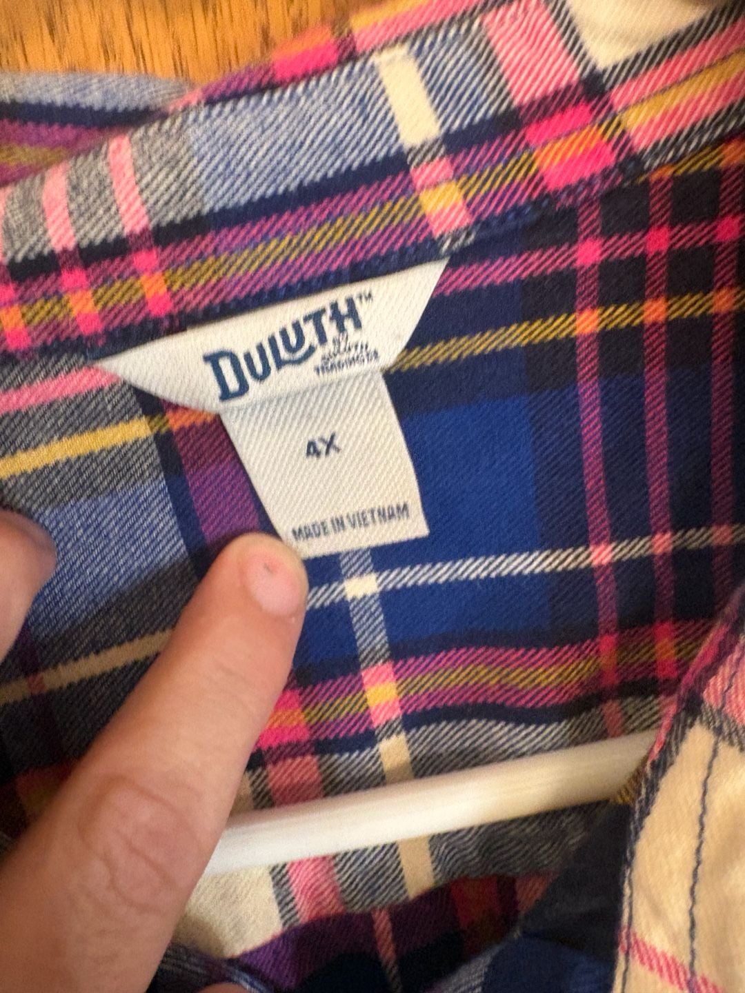 Duluth Trading Flannel Shirt Size 4X Blue Pink Plaid Long Sleeve 3
