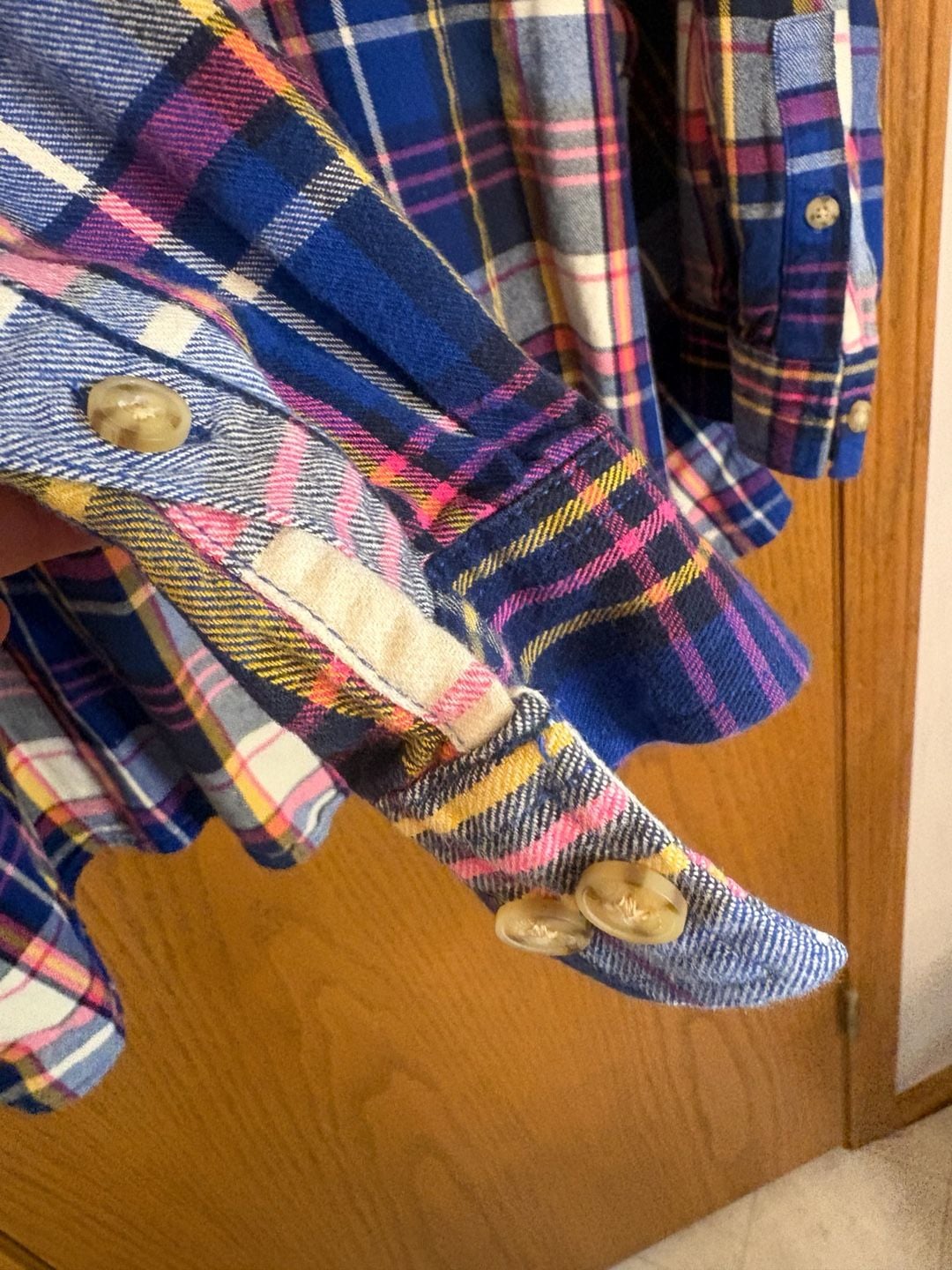 Duluth Trading Flannel Shirt Size 4X Blue Pink Plaid Long Sleeve 4