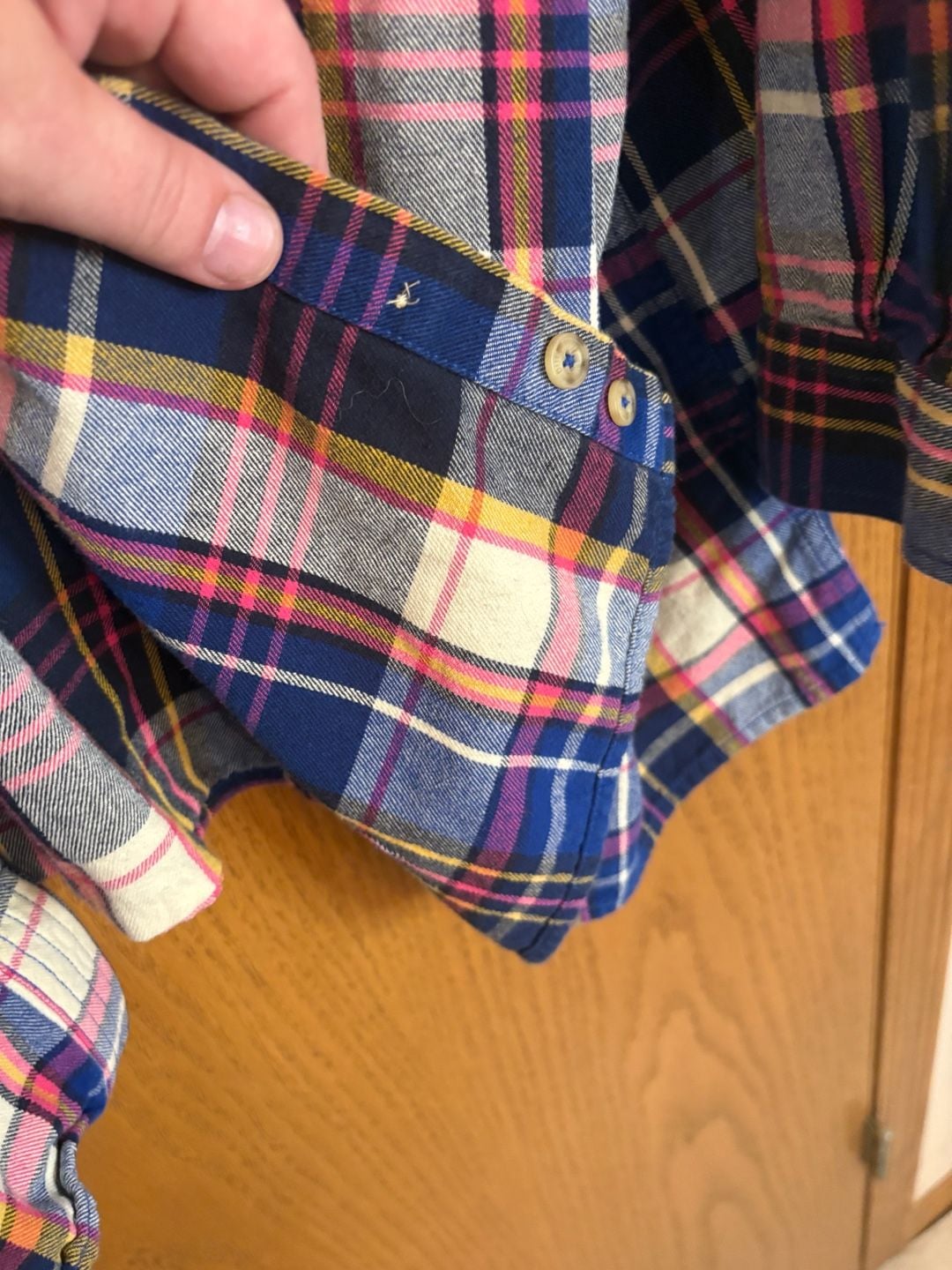 Duluth Trading Flannel Shirt Size 4X Blue Pink Plaid Long Sleeve 5