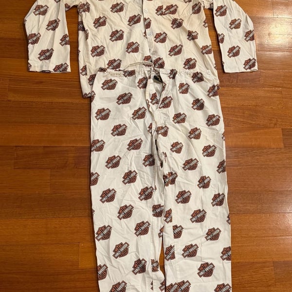 Harley-Davidson Bar And Shield Pajama Set Size M White