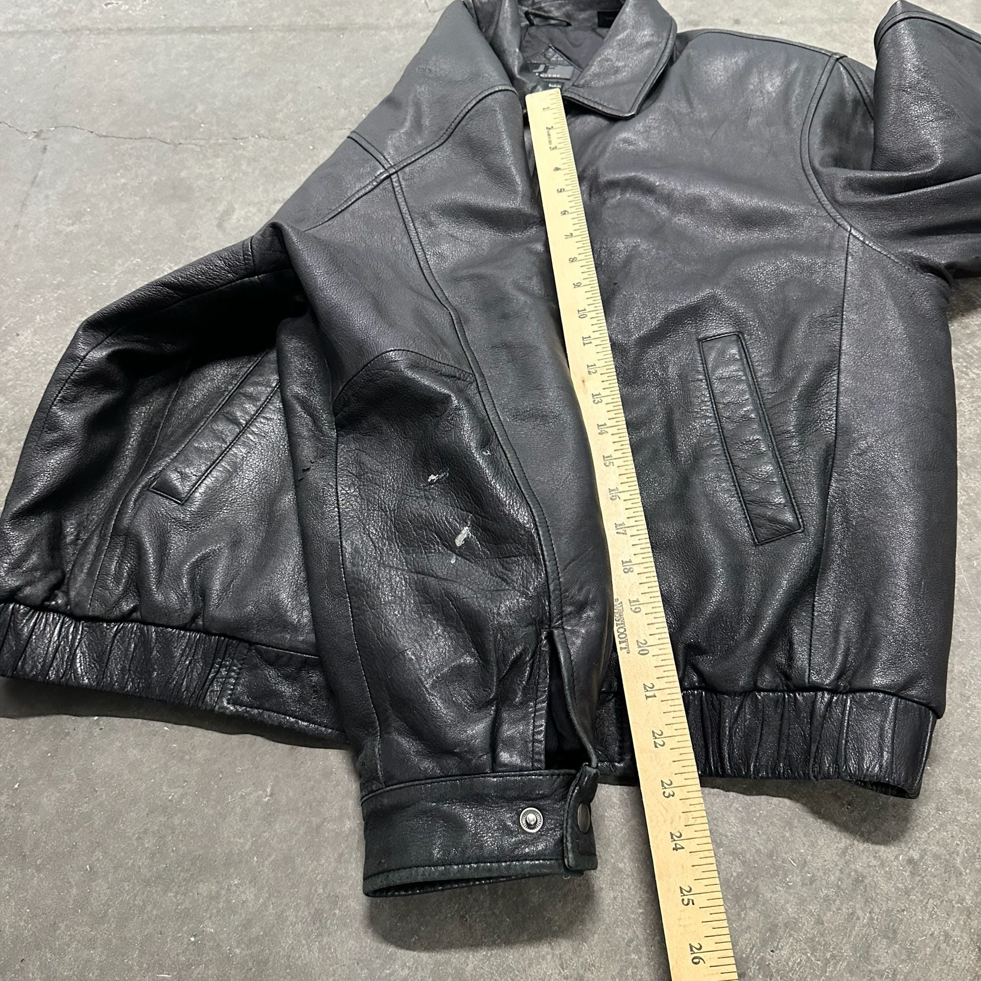 J. Ferrar Genuine Lambskin Leather Jacket XL Bomber Moto Y2K Distressed 7