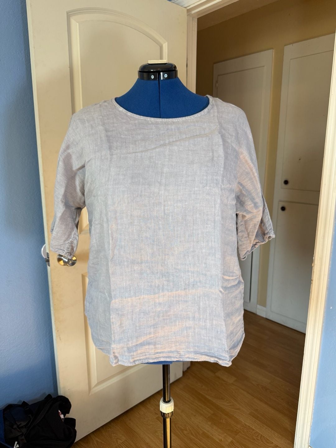 P&R Star Made in Italy Linen Oversized boxy Top 2X gray short sleeve top 2