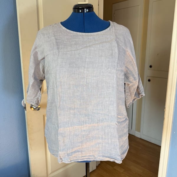 P&R Star Made in Italy Linen Oversized boxy Top 2X gray short sleeve top