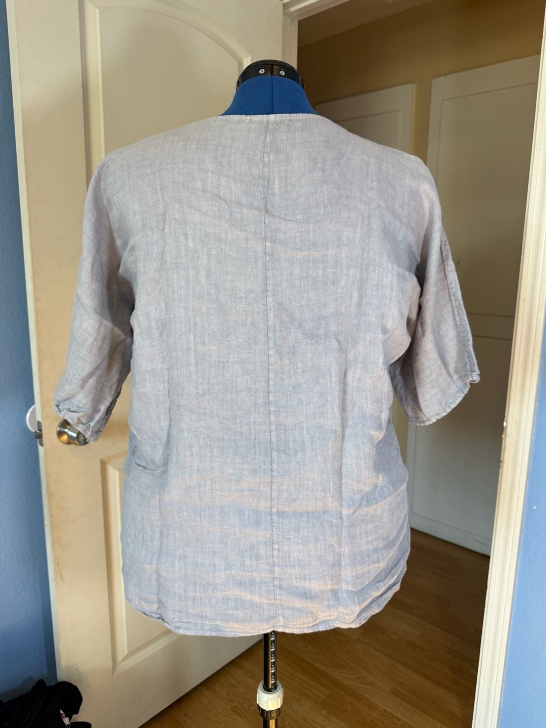 P&R Star Made in Italy Linen Oversized boxy Top 2X gray short sleeve top 3