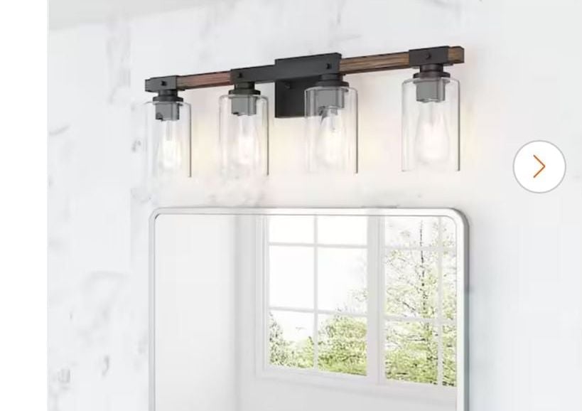 Aiwen Predosola Farmhouse 26.96 in. Bathroom 4-Light Black Vanity Light 1