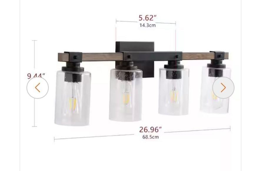 Aiwen Predosola Farmhouse 26.96 in. Bathroom 4-Light Black Vanity Light 5