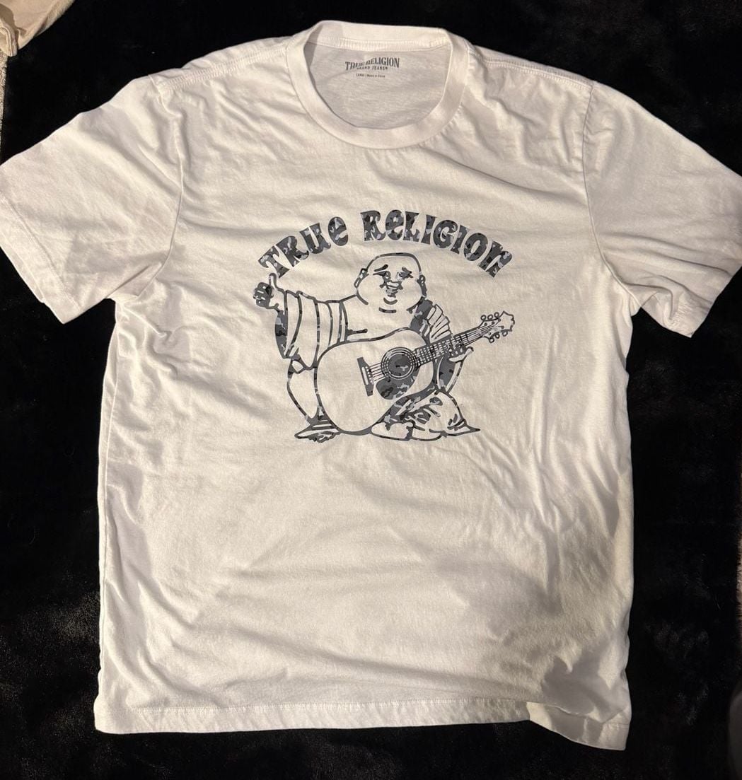True Religion Buddha Tee Size Large White Graphic T-Shirt 2