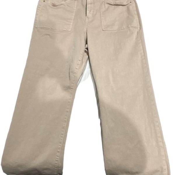 Torrid Wide Leg Pants Size 20R Beige Utility Twill Cotton Spandex