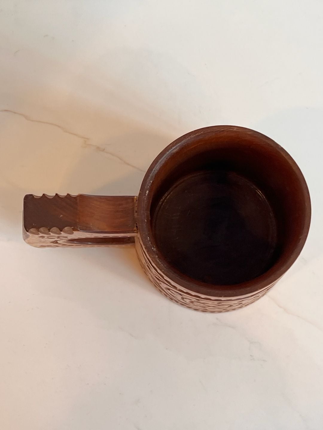 Vintage Hand Carved Wooden Mug Folk Art 2