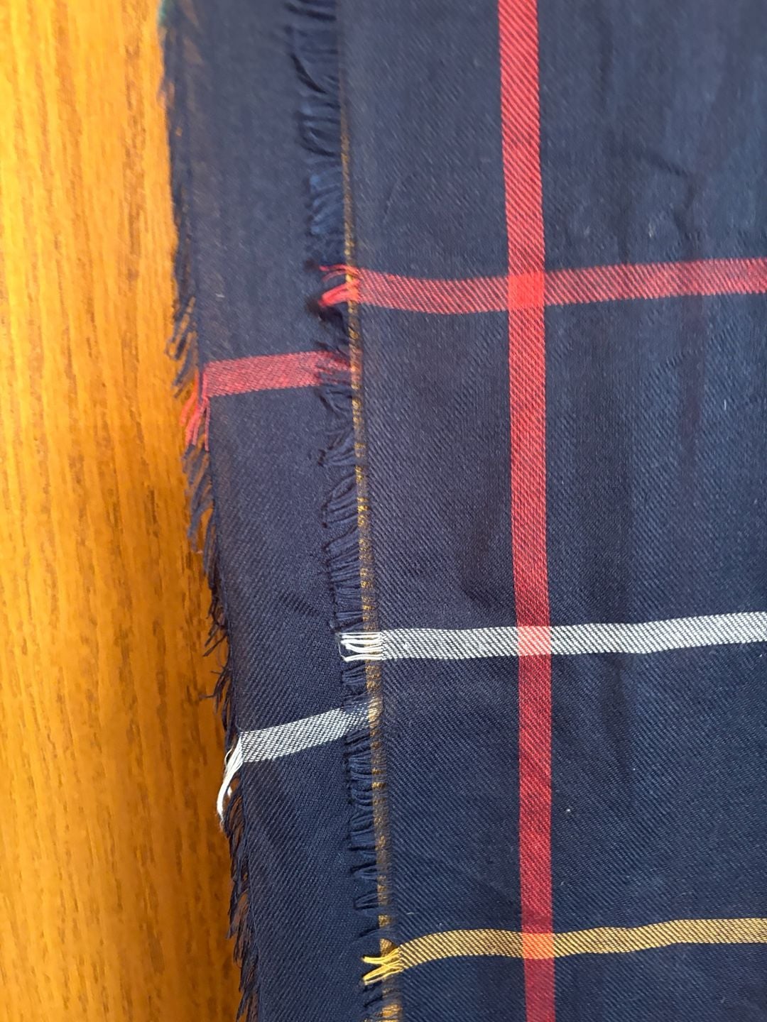 Plaid Blanket Scarf Blue Red Yellow Tartan Fringe 2