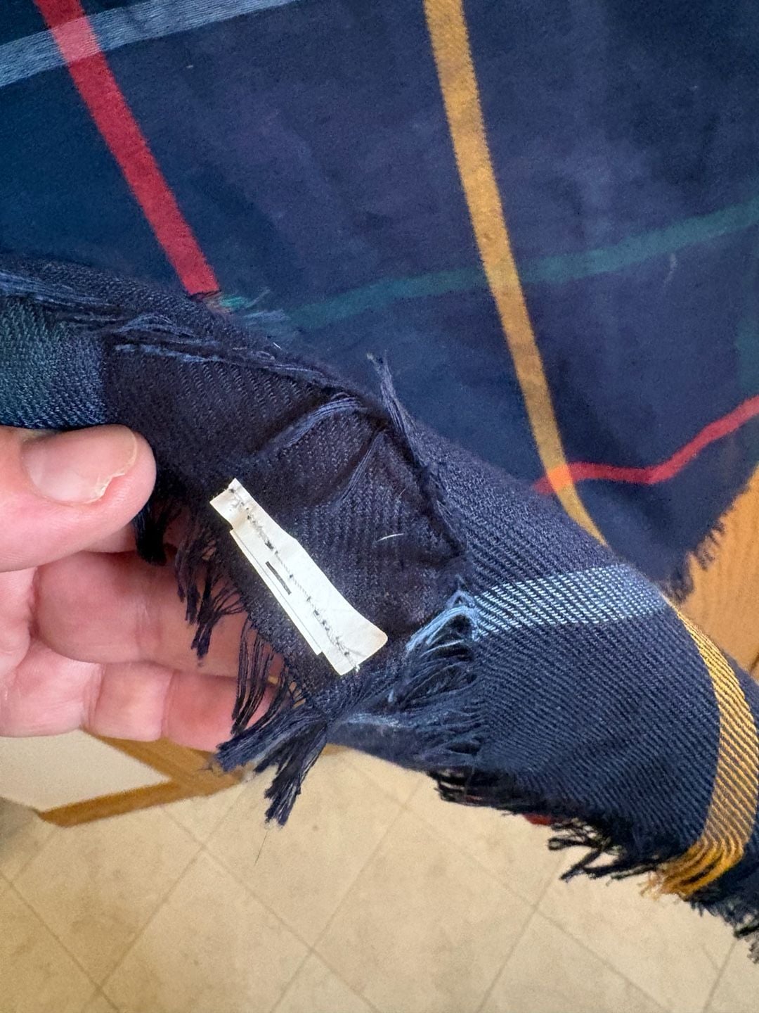 Plaid Blanket Scarf Blue Red Yellow Tartan Fringe 4