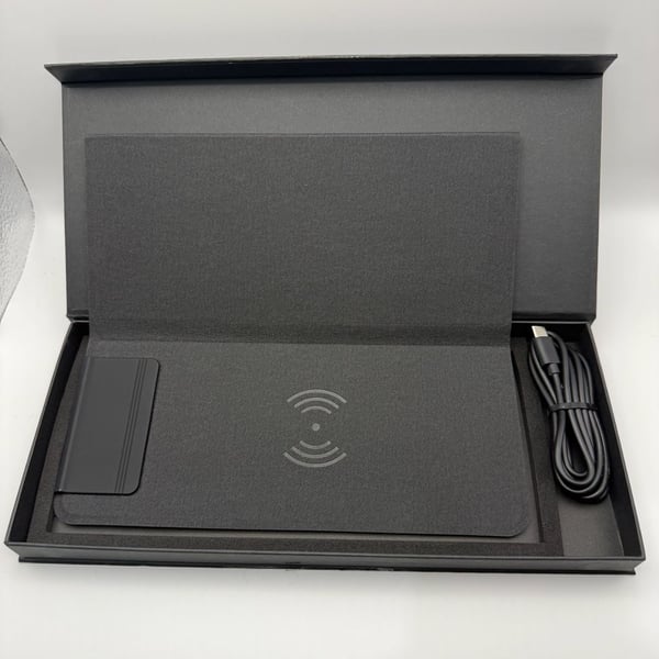 Innovative Design Wireless Charging Mouse Pad Black Faux Leather