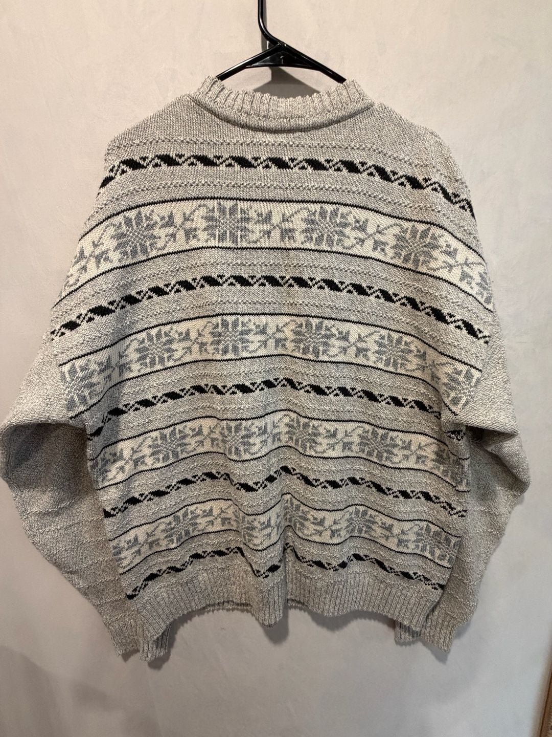 Vintage Gas For Men Only Sweater Size Large Gray Fair Isle Knit Pullover 4