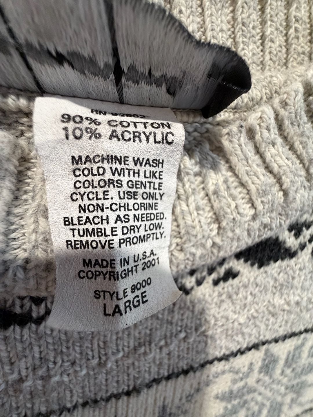 Vintage Gas For Men Only Sweater Size Large Gray Fair Isle Knit Pullover 5