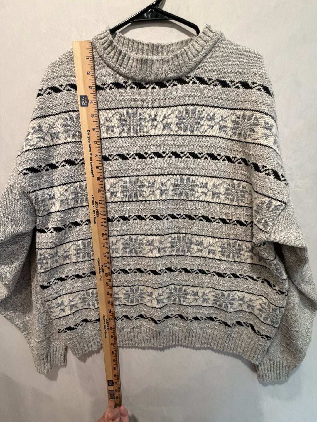 Vintage Gas For Men Only Sweater Size Large Gray Fair Isle Knit Pullover 6