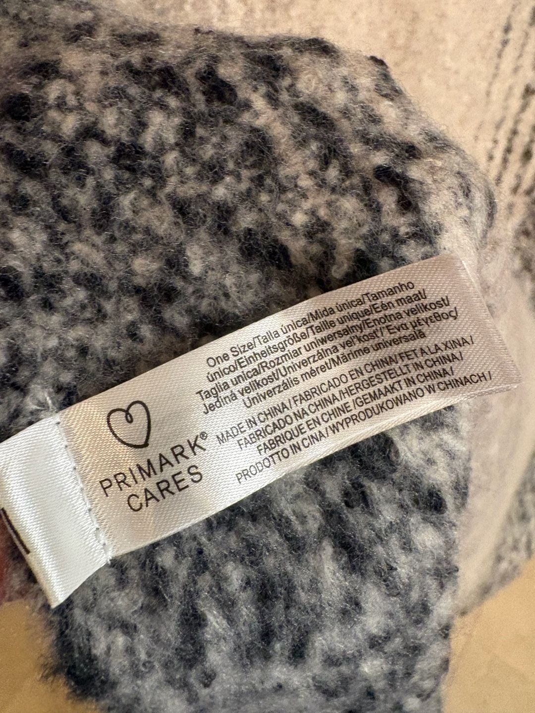 Primark Cares Scarf One Size Gray Beige Stripe Fringe Winter 2