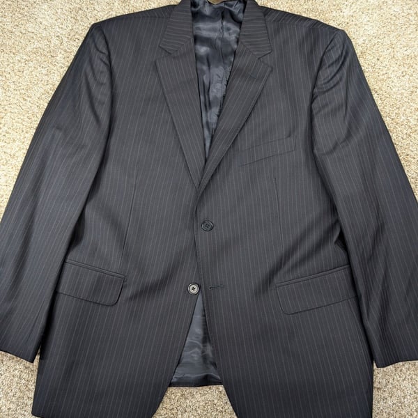 Pronto Uomo Signature Wool Pinstripe Suit Jacket Size 44 Short Black
